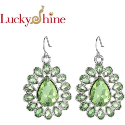 LuckyShine New Green Quartz Earrings Women Jewelry Europe popular Attractive for Women Accessories Drop Earrings