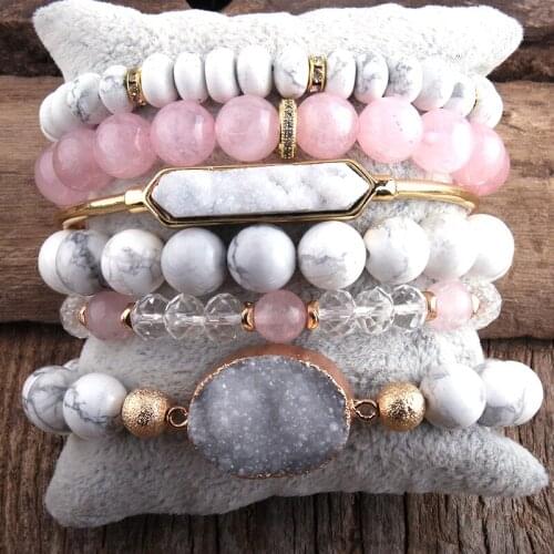 MD Fashion Boho Natural Beaded Bracelet Sets & 6pc Stack Bracelet Set For Bohemian Jewelry DropShip