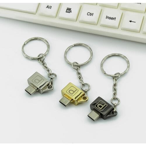 Metal OTG adapter Type-c to micro USB with Chain buckle Android mobile phone Type-C USB 2.0 Adapter converter for Huawei xiaomi