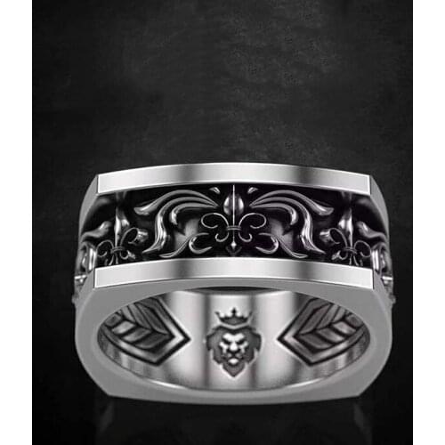 Fashion Retro Crown Lion King Stainless Steel Ring Men Palace Pattern Viking Finger Rings for Women Punk Hip Hop Jewelry