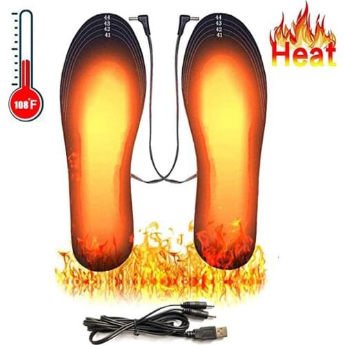 USB Heated Shoe Insoles Feet Warm Sock Pad Mat Electrically Heating Insoles Washable Warm Thermal Insoles Unisex WJ014
