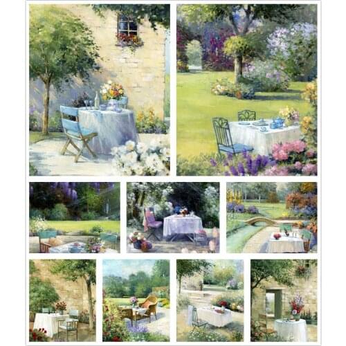 Garden Afternoon Tea 5D Diy Full Square and Round Diamond Painting Embroidery Cross Stitch Kit Wall Art Handcraft Home Decor