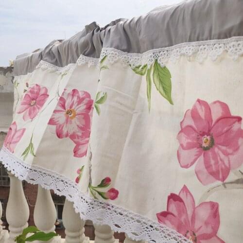 New cotton short curtain.Green printed cabinet curtain.Decorated half curtain coffee curtain