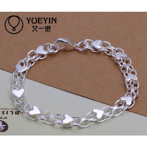 Charm Bracelets Link Chain silver plated bracelet for women men unisex jewelry hand chain H293 Trendy lovers