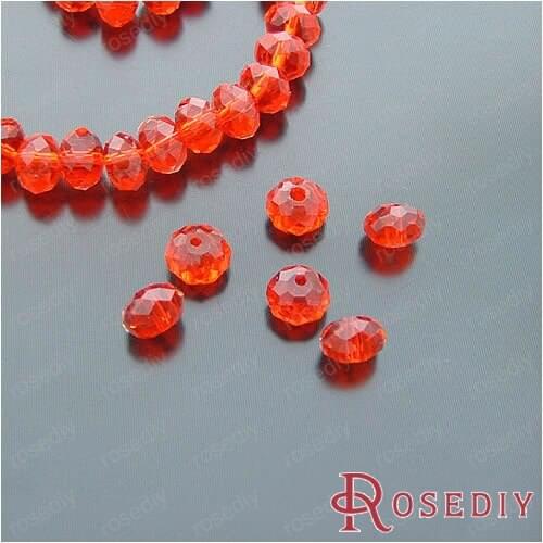 Wholesale Individual Bead 6*8mm Red Oblate Spheroid Glass Beads Diy Jewelry Findings Accessories Roughly 72 Pieces(JM6096)