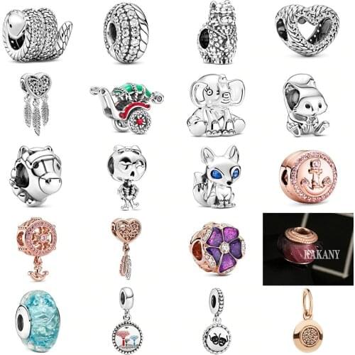 Fall 2020 Fashion New S925 Heart-shaped Dream Catcher Pink Shining Helmet Anchor Diy Original 1:1 Ladies Bracelet Jewelry