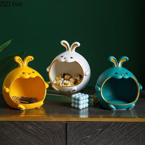 Gilded Animal Trays Decorative Rabbit/Cat Candy Bowl Fruit Basket Storage Ornaments Storage Box Jewelry Dish Nordic Home Decor