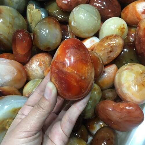 150g Natural Red Carnelian Geode Crystal Quartz Agate Egg Polished Specimen Stone