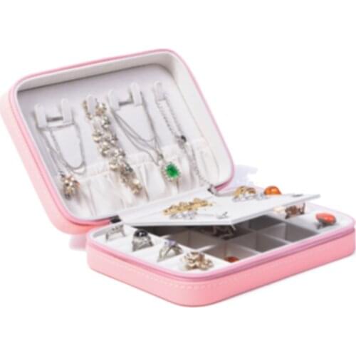 12*17*4.5cm Portable Jewelry Box Jewelry Organizer Leather Storage Box Display Travel Jewelry Case Boxe Organizador Joyero