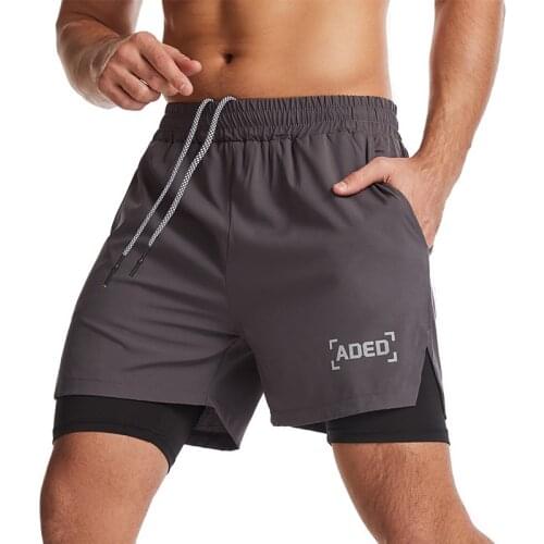 Fashion Simple Hot Sports Shorts Mens Fast Dry Woven Double Fitness Running Marathon Casual Capris