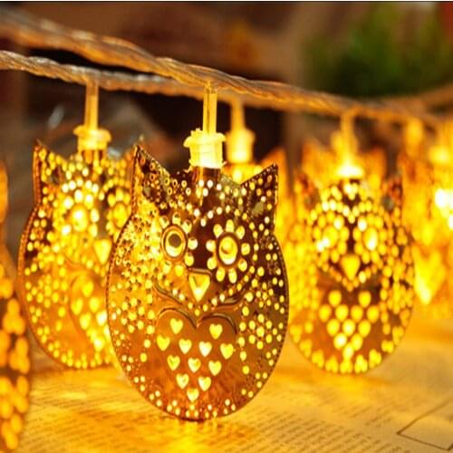 2M Owl Animal Led String Lights Battery Operated 20 Golden Owl Christmas Lights Wedding Party Garden Decoration