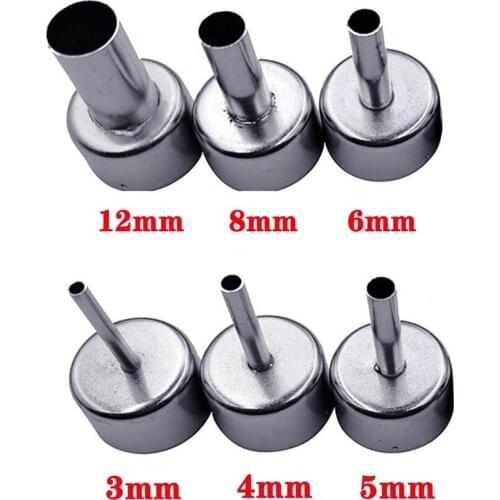 6Pcs Universal Hot Air Nozzles 3mm 4mm 5mm 6mm 8mm 12mm For Soldering Station 858D/8586/858 Series Welding Nozzles