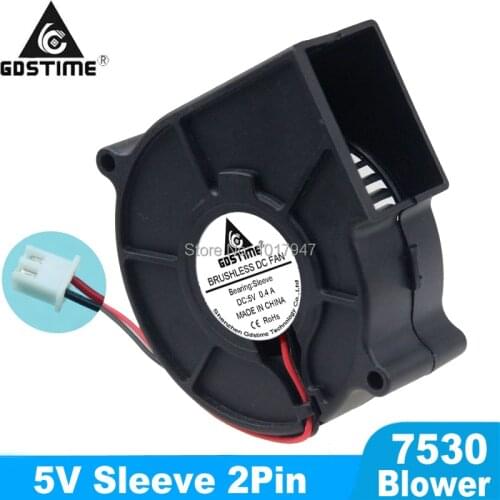 1PCS Gdstime Cooling Blower Fan DC 5V 2Pin 7.5cm 75mm 75x30mm DC Turbo Centrifuge Cooling Cooler Blower Fan 7530