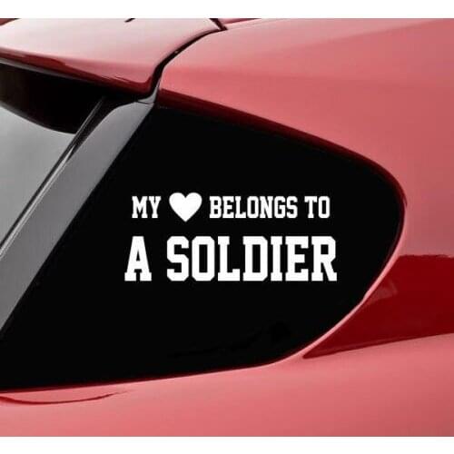 My heart belongs to a soldier vinyl decal sticker funny us army military window stickers 15cm