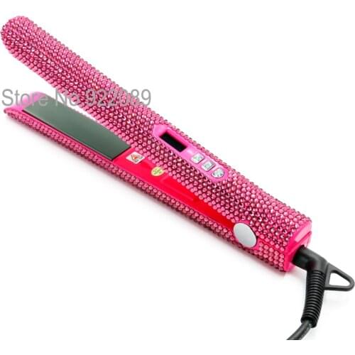 Professional Crystal Hair Flat Iron Titanium Plate Diamond Hair Straightener Crystal Hair Styling Hot Tools with Bling Crystals