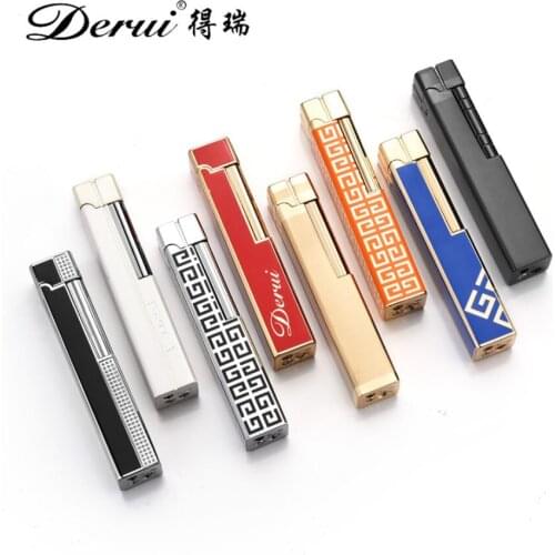 High-end ladies high-quality goods Butane inflatable gas cigarette lighter Mini side slide grinding wheel women gift (no fuel)