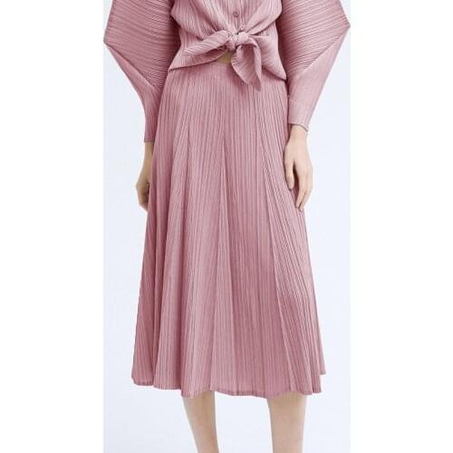 2021 summer and autumn miyake pleated black skirt female new casual mid-calf loose thin a-line folda skirt for woman