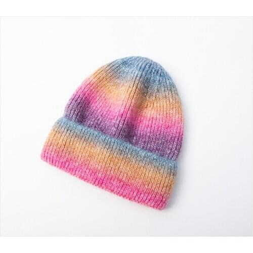 Women knitted Winter Hat female Warm Rabbit fur beanie Girls Solid Bonnet women Skullies beanies Soft Hats wool beanies