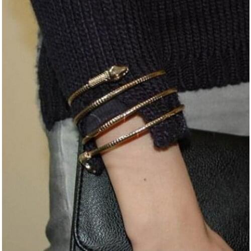 Gold Color Snake Bangles for Women Creative Design Entangled Bangles Personality Punk Exaggerated Female Bangles Fashion Jewelry