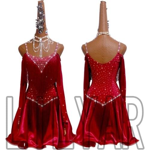 New Latin Dance Dress Competition Dress Costumes Skirt Performing Dress Adult Customize Children Red Matador Skirt Split Skirtes