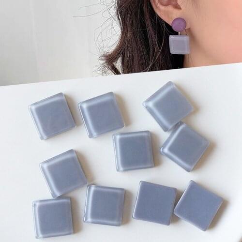 10 PCS 20mm Fashion Acetic Acid Resin Square Connectors Charm DIY Earring Accessories For Jewelry Making
