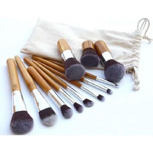 11Pcs Japan Cosmetic Bamboo handle Makeup Brushes Soft Hair Concealer Powder Eye Shadow Blush Beauty Makeup Beginner Maquiagem