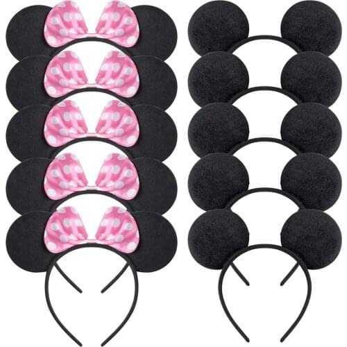 12pcs/lot Minnie Mouse Party Gift Headband Mickey Mouse Party Hairs Accessories Baby Shower Headwear Halloween Party Favors Deco