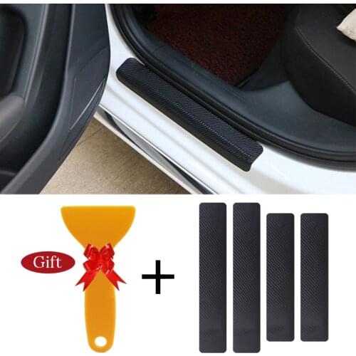 4PCS 60cm x 6.7cm Car Stickers Universal Sill Scuff Anti Scratch Carbon Fiber Auto Door Sticker Car Accessories Styling