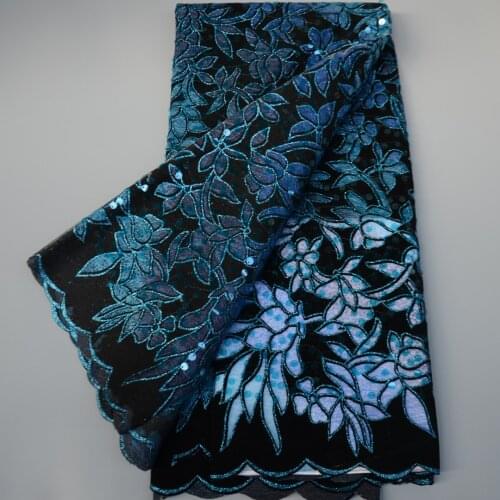 5yards/pc) Newest black blue African net lace with sequins embroidery glittering velvet tulle lace fabric for dress FLP287