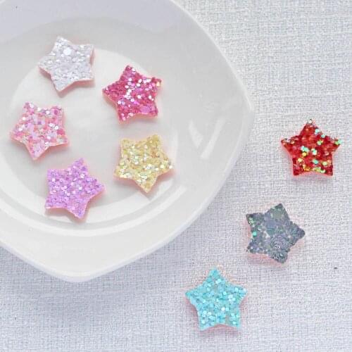 50Pcs 18mm Glitter Star Applique for Handmade Hat Crafts Ornament DIY Baby Headdress BB Clips Bow Decor Accessories Patches