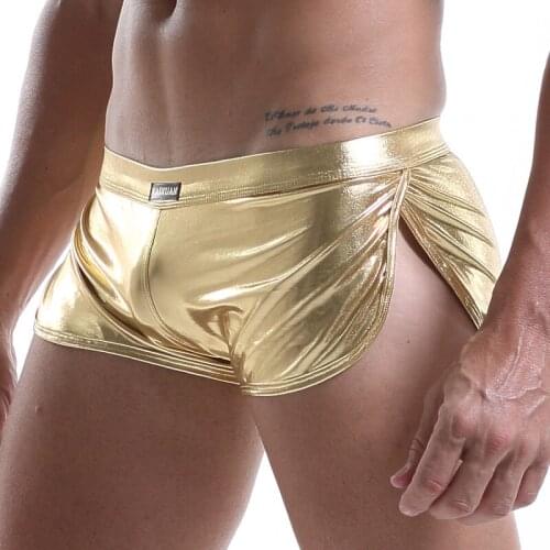 Sexy Men Underwear Fauxe Leather Mens Boxers Cuecas Masculina Underpants Boxershorts Man Size S-XL