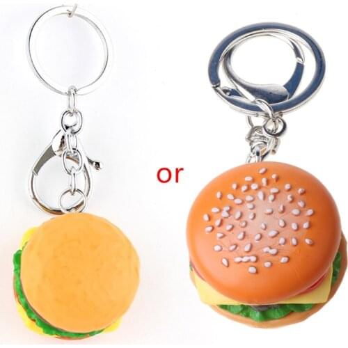 Hamburger Cheeseburger Polymer Clay Key Chain Simulation Food Pendant Keyring