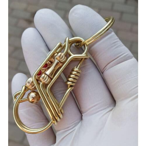 Handmade Chinese Brass Key Fob Tools Personality Creative Mens and Womens Car Keychain Bird Button Gift Jewelry