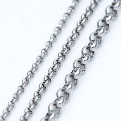 Stainless Steel Chains 2/ 2.5/ 4mm,Round Cable Link Chains, Silver tone DIY Chain Supplies Wholesale, Not Tarnish (#LK-296)