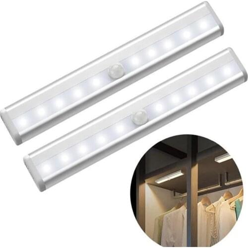 Motion Sensor Night Light Potable 6/10 LED Closet Lights Battery Powered Wireless Cabinet IR Infrared Motion Detector Wall Lamp