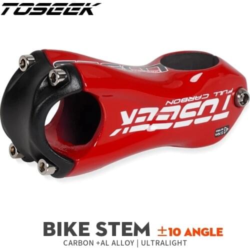 TOMTOU Lightweight Full 3k Carbon Road Mountain Bike Handlebar Stem 80/90/100/110mm 150g Glossy White/Red/Black - T73U42