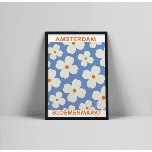 Amsterdam Bloemenmarkt Flower Market Canvas Paitning Vintage Posters and Prints Wall Art Picture for Bedroom Living Room Decor