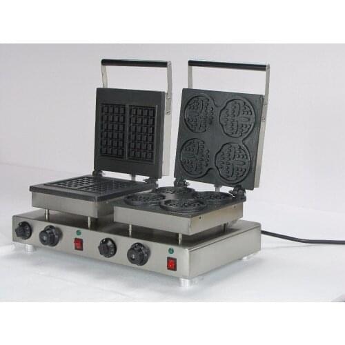 Commercial Rectangle & smile face shaped swedish waffle iron maker