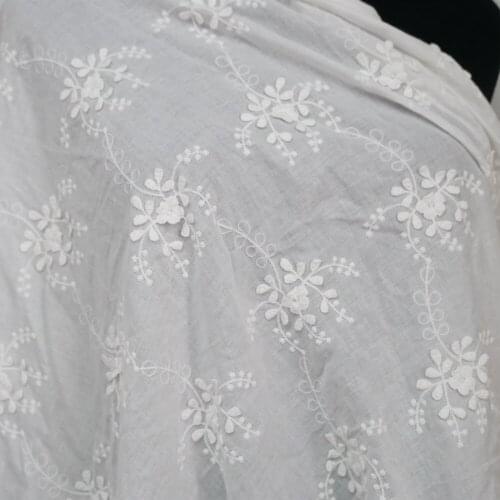3D Flower Pure Cotton Floral Lace Fabric Skin- friendly French Lace Fabric For DIY Costume Bridal Gowns Boho wedding Dress