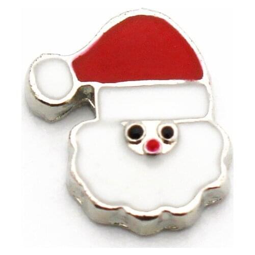 Hot selling 10pcs/lot cute Father Christmas floating charms living glass memory lockets diy animal Accessory charms jewelry