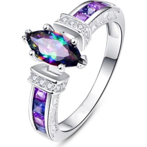 2021 Hot Luxury Shape Colorful Zircon Rings For Women Men Trendy Hollow Stainless Steel jewelry Engagement Party Gifts