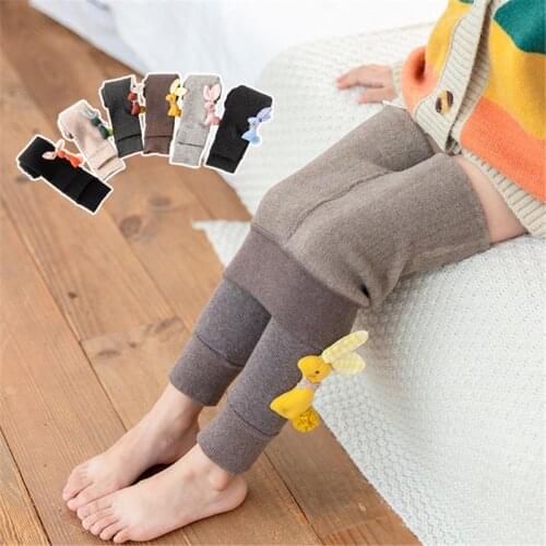 Cute Girls Pants Kids Autumn Winter Keep Warm Leggings Rabbit Thick Pencil Pants for Girl 2 3 4 5 6 7 8 Years Children Trousers