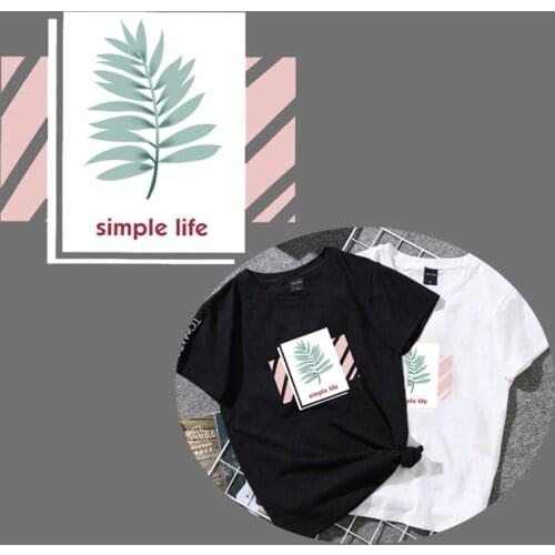 Fashion Simple Life Letter Patches Diy Clothing Accessories Iron On Transfer Leaves Stickers Clothes T-shirt Decor