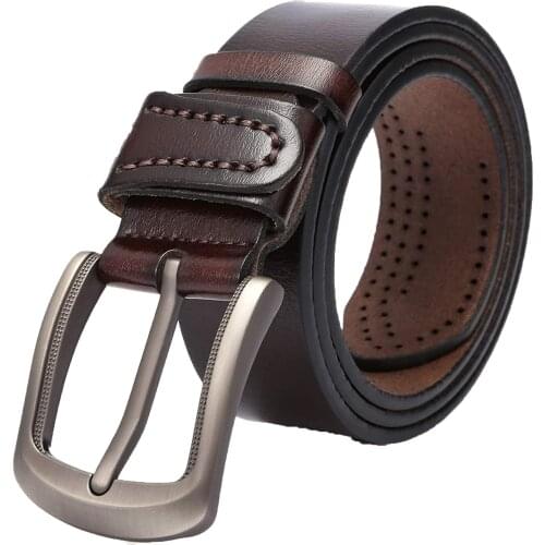 Fashion Mens hide Pin Leather Buckle Belt Classic Square Buckle Single Layer Leather Perforated Belt Trousers Decorative#G30