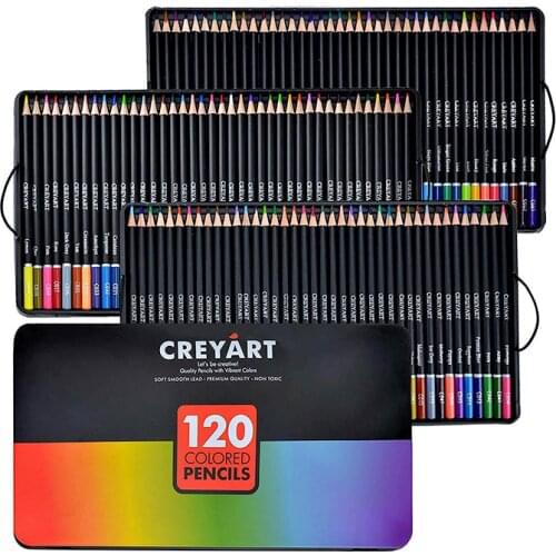 Colored Pencils Professional Set of 180 Colors, Soft Wax-Based Cores, Ideal for Drawing Art Sketching Shading & Coloring Tin Box