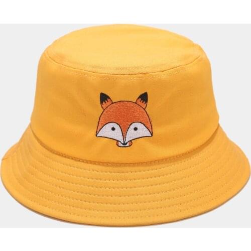 New style Cartoon fox Bucket Hat Fisherman Hat outdoor travel hat Sun Cap Hats for men and Women 134