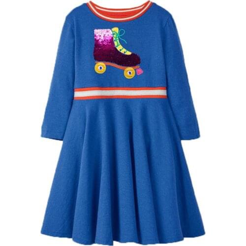 Long Sleeve Princess Girls Dresses Cotton Autumn Spring Baby Clothing Party Tutu Kids Dress Beading 2019 Children Girls Dresses