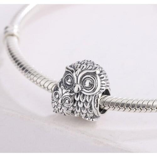 925 Sterling Silver Animal Owl CZ Zircon Pendant Beads Charms Bracelet Fashion Jewelry DIY Making For Pandora