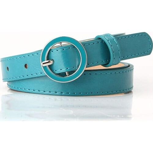 Women 2.0cm*105cm PU Belt Female Strap Lady Belts Casual Solid Waistband Girls Girdle Female Round Metal Buckle Waist Band