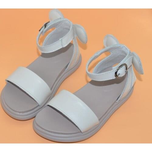 Girls sandals 2019 new genuine leather summer walker shoes beige strap sandals gladiators antislip lightsole kids toddler 26-30